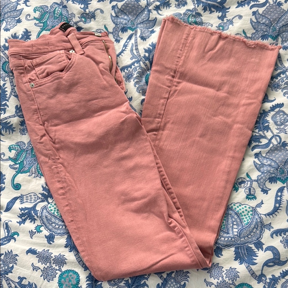 Veronica, Beard, Beverly, skinny flare, high-rise, Pink Frayed Hem Jeans